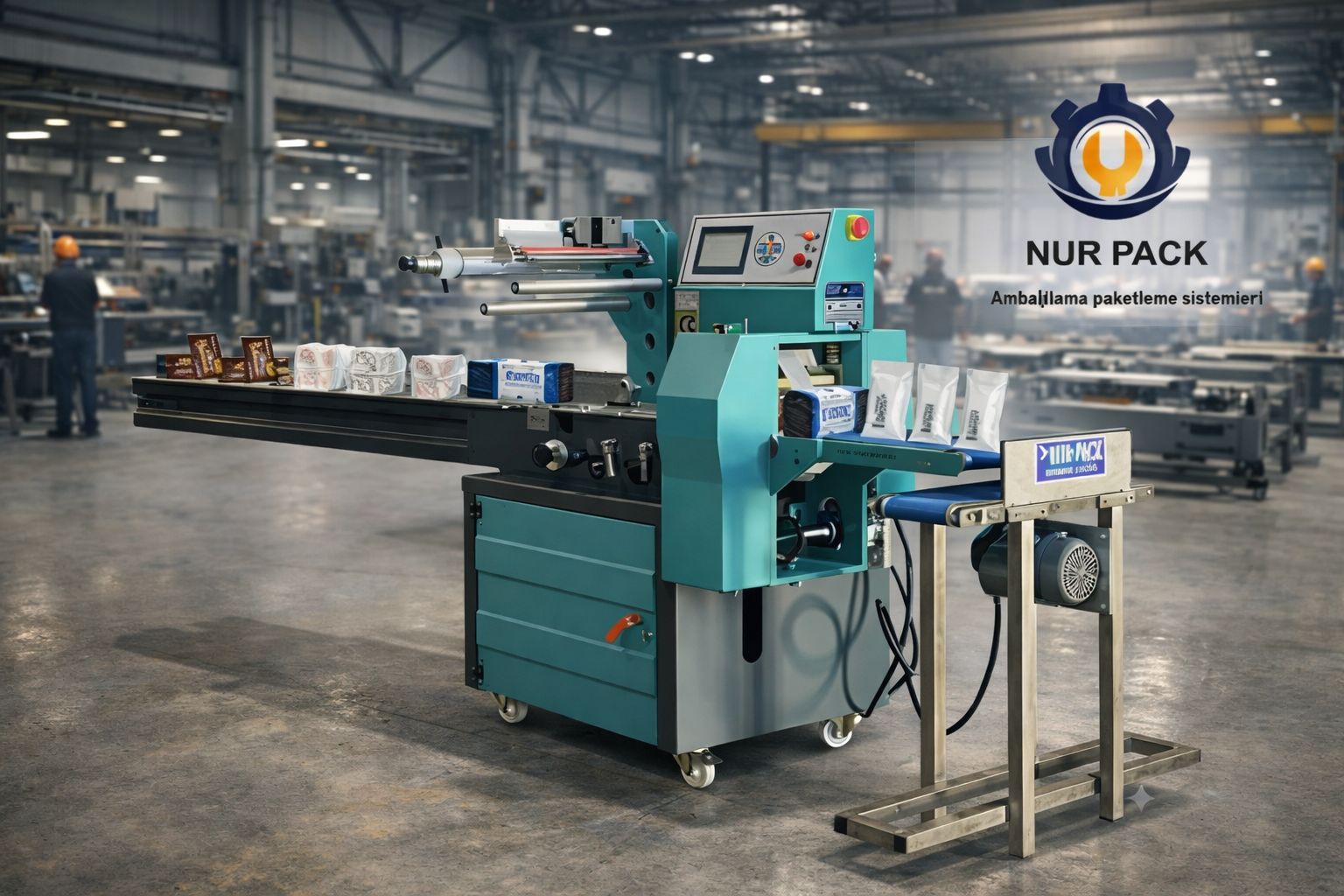 Nur Pack logo and slogan translating to 'Ambillama paketleme sistemleri (We assemble package systems) in English'